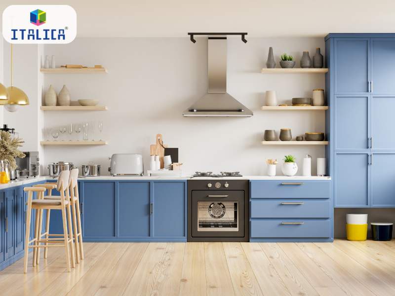 What are the three types of kitchen cabinets?