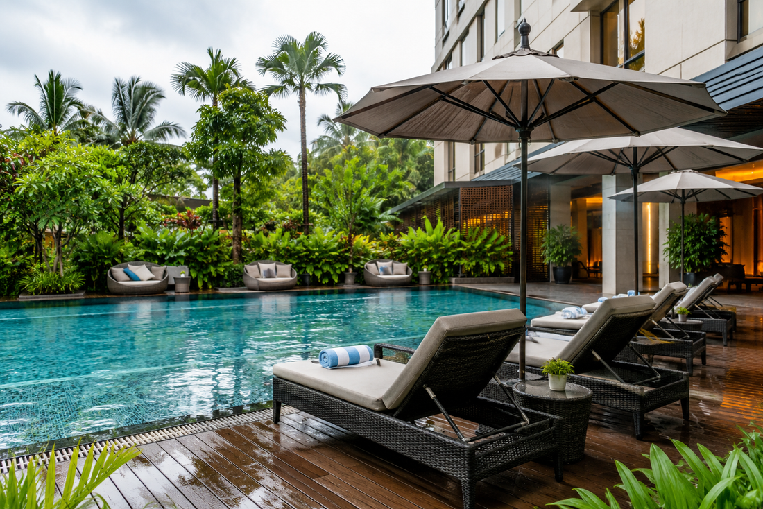 Best Hotel Poolside Furniture That Handles India's Heat & Monsoon