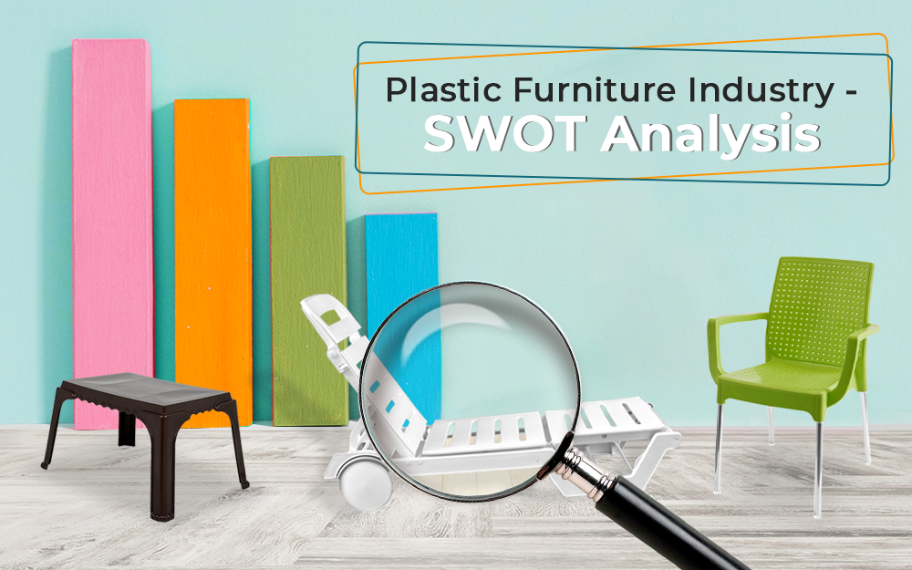 Plastic Furniture Industry SWOT Analysis" - Image of a colorful set of plastic chairs and table on a patio, representing the plastic furniture industry