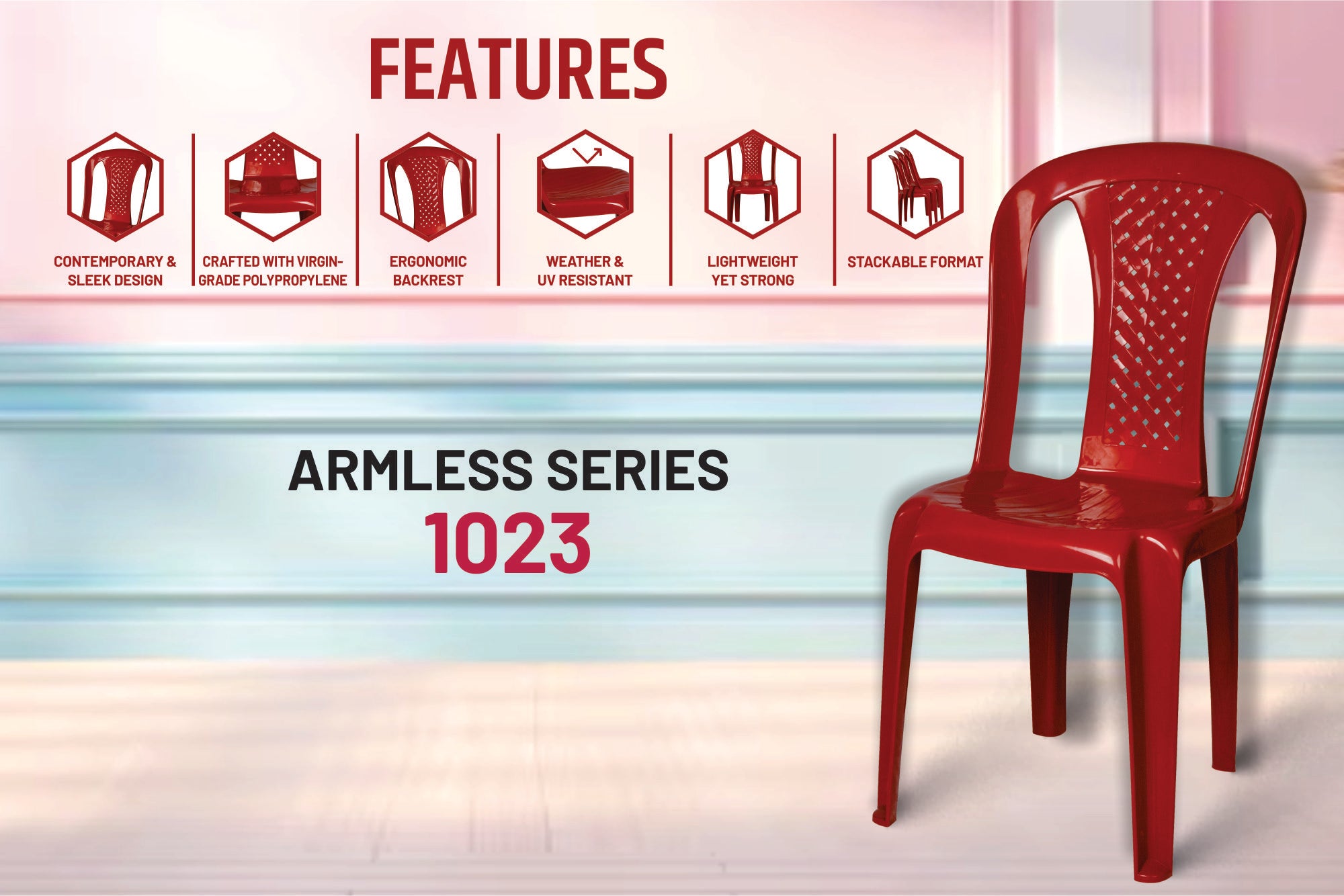 Kisan 1023 Armless Plastic Chair