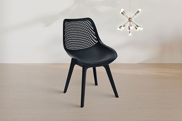 Black | Black plastic cafe chair with perforated backrest