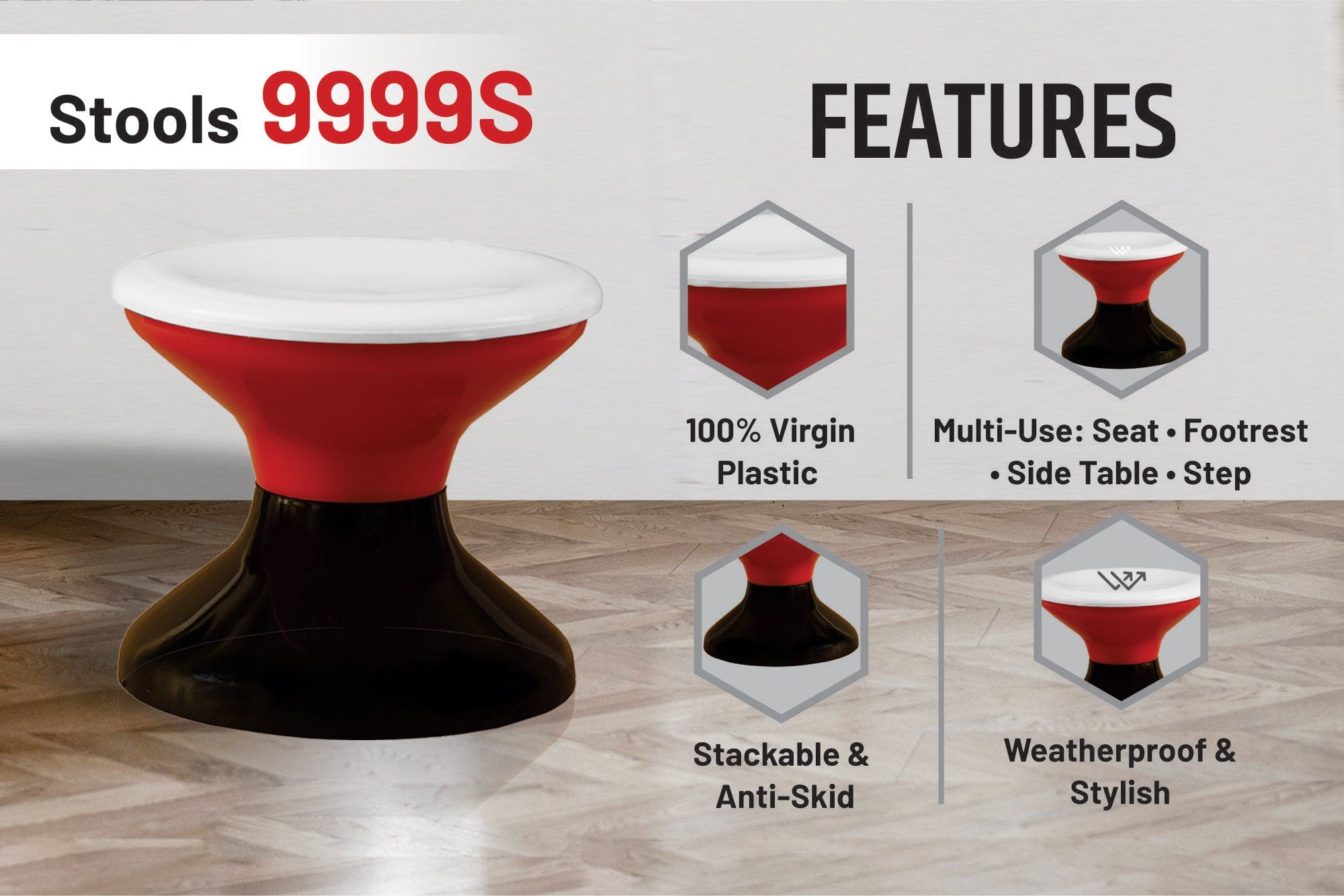 Italica 9999S Multi-Purpose Plastic Stool